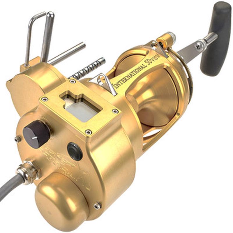 Hooker Electric Penn International 50VISW Electric Reel w/ Autostop, Level Wind, & Line Counter - Gold