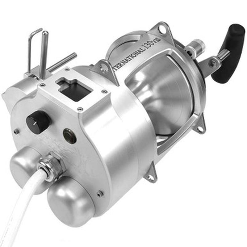 Hooker Electric Penn International 130VISS Dual Motor Electric Reel w/ Autostop, Level Wind, & Line Counter (Silver)