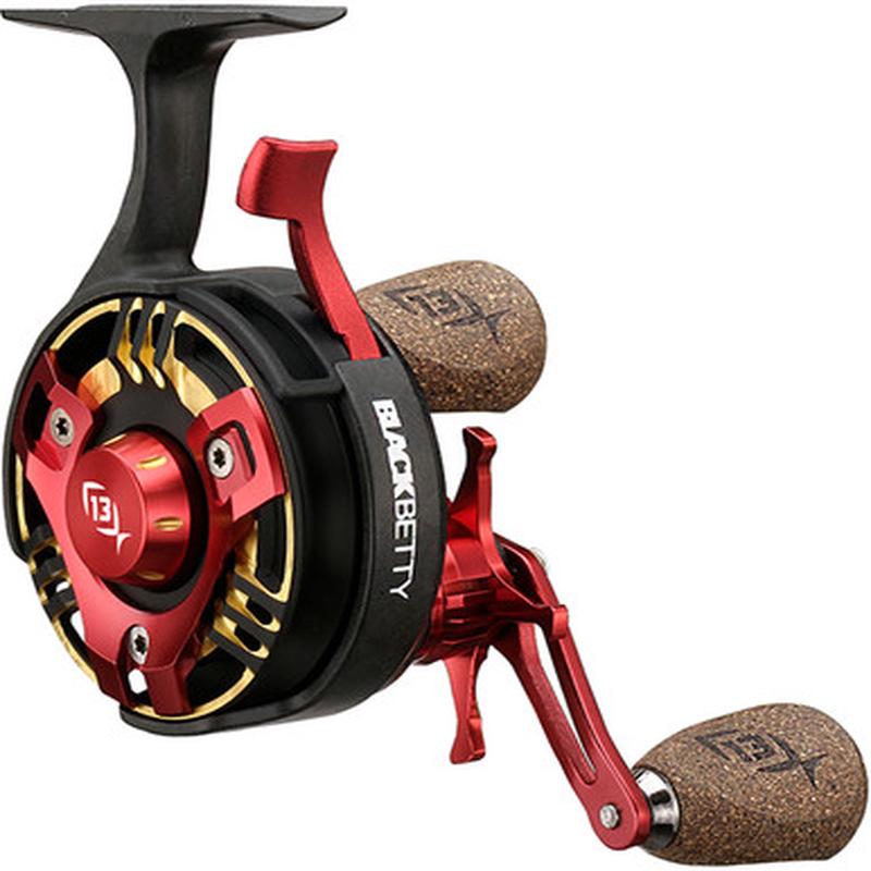 13 Fishing Black Betty FreeFall Trick Shop Edition Red/Gold/Silver Ice Reel - Right Hand
